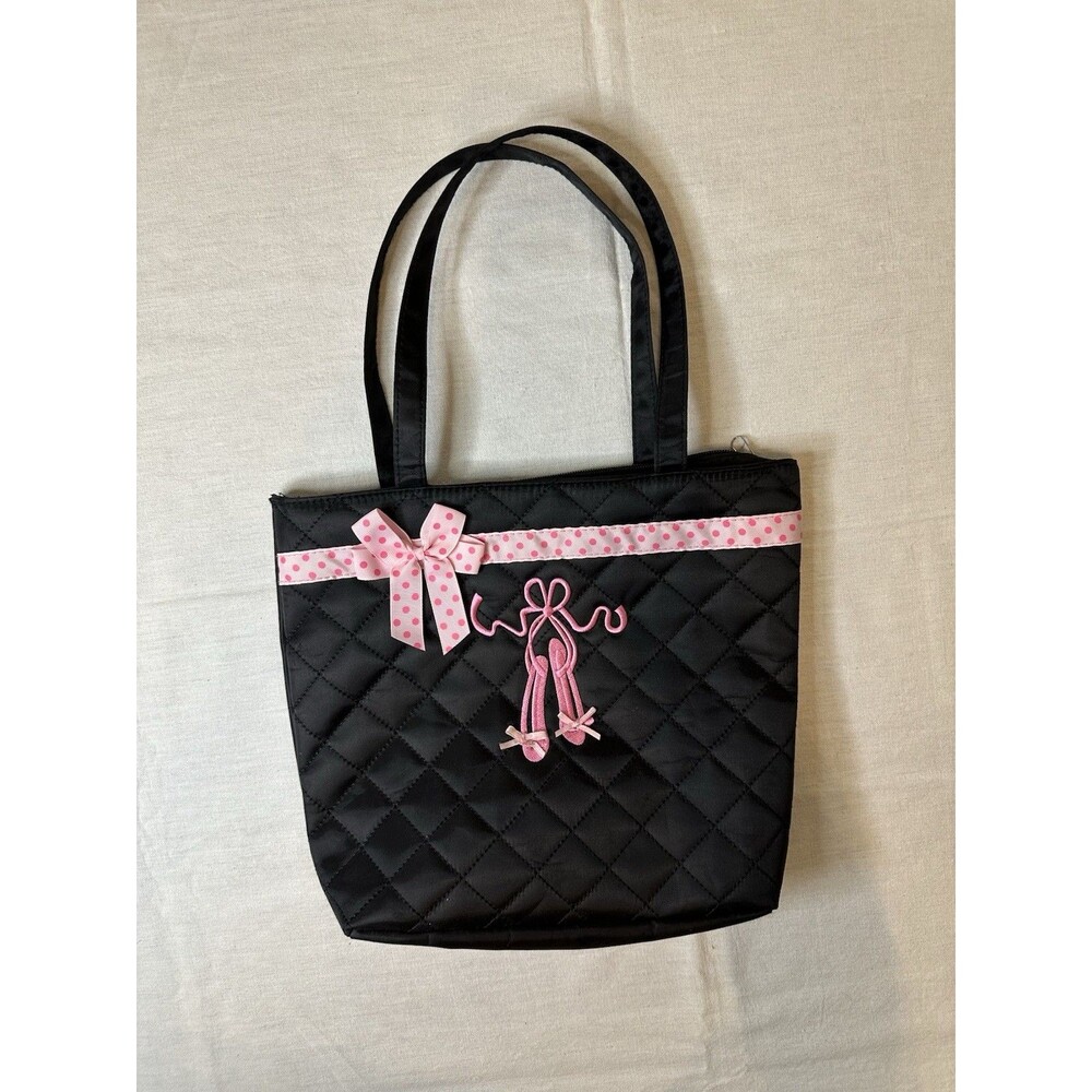 Ballet Shoes Tote Bag For Your Ballerina Blk And Pink  10-1/2” X 13”